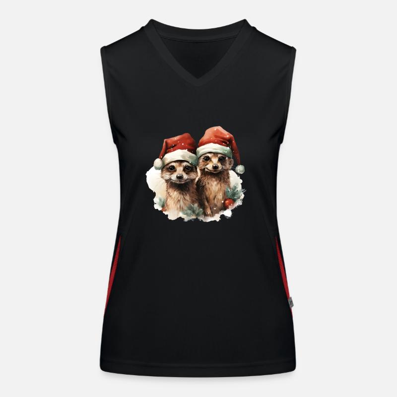 Erdmännchen mit Weihnachtsmütze Funktionelles Kontrast-Tank Top für Frauen