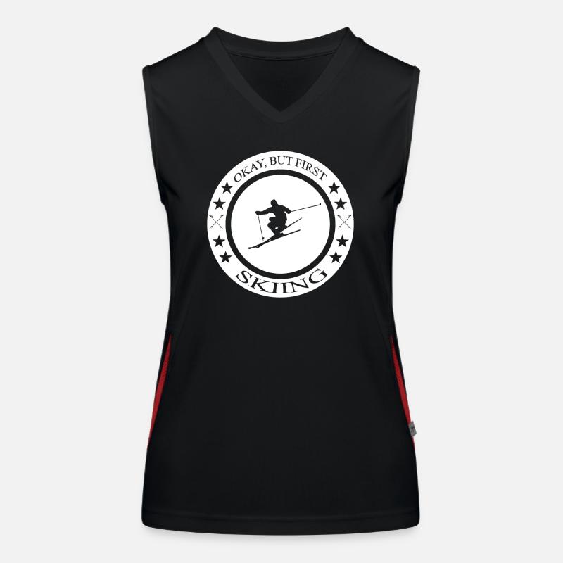 Ski Spruch Skiing Funktionelles Kontrast-Tank Top für Frauen