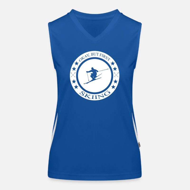 Ski Spruch Skiing Funktionelles Kontrast-Tank Top für Frauen