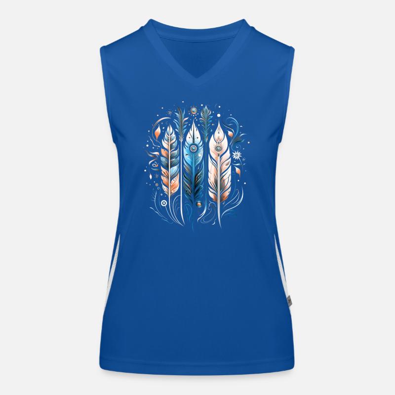 Colorful Feathers, Boho, Ethnic, Style, Indian, Pattern Women's Functional Contrast Tank Top