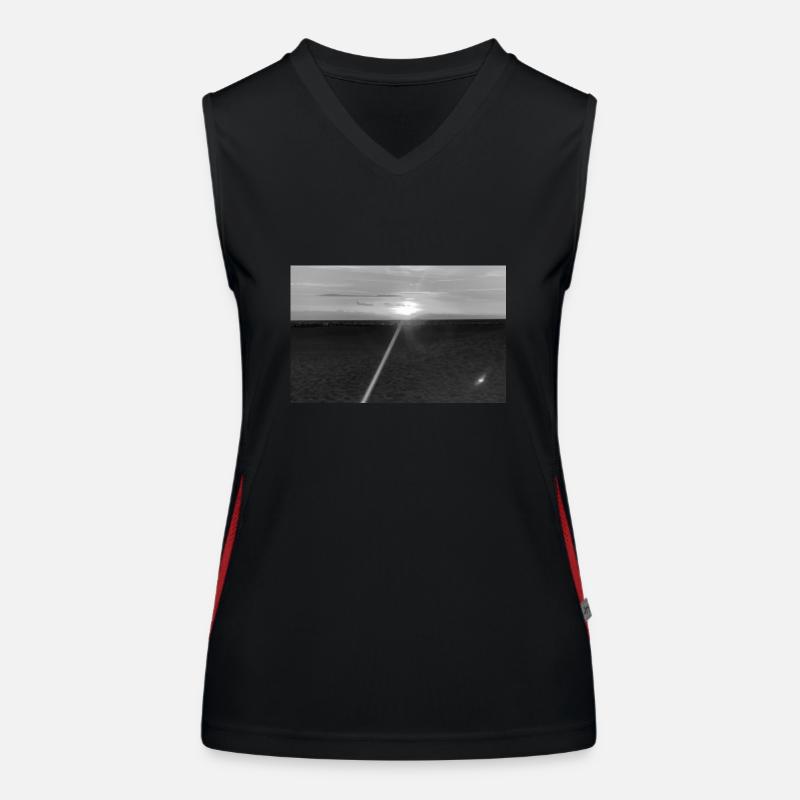 Beach Black and White Funktionelles Kontrast-Tank Top für Frauen