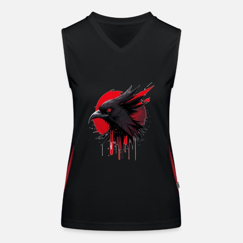 Fantasievogel rot-schwarz Funktionelles Kontrast-Tank Top für Frauen