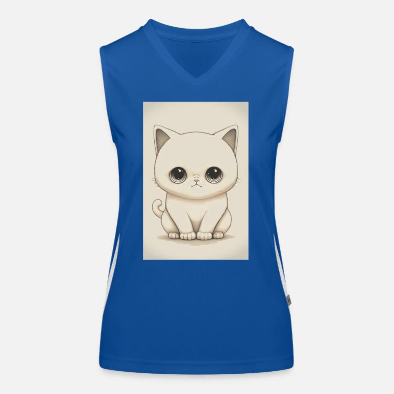 Dessin chaton blanc Débardeur respirant contrasté Femme