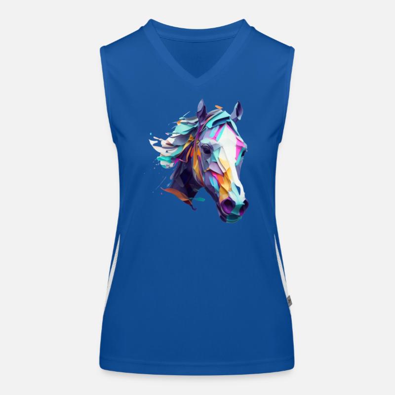 Belle conception de mosaïque de tête de cheval Débardeur respirant contrasté Femme