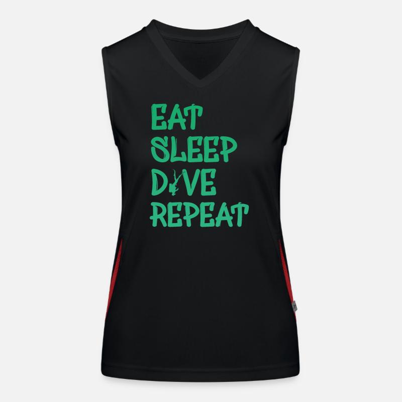 Eat Sleep Dive Repeat Funktionelles Kontrast-Tank Top für Frauen