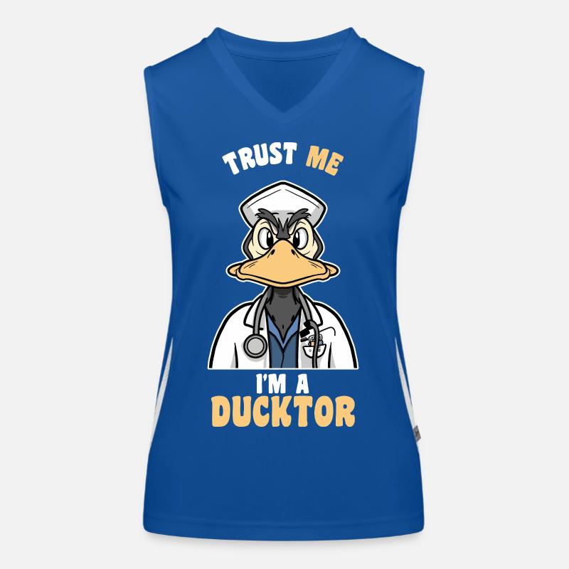 Vertrau mir, ich bin Ducktor, Humor-Doktor, Geschenk-Doktor, Doktor Funktionelles Kontrast-Tank Top für Frauen