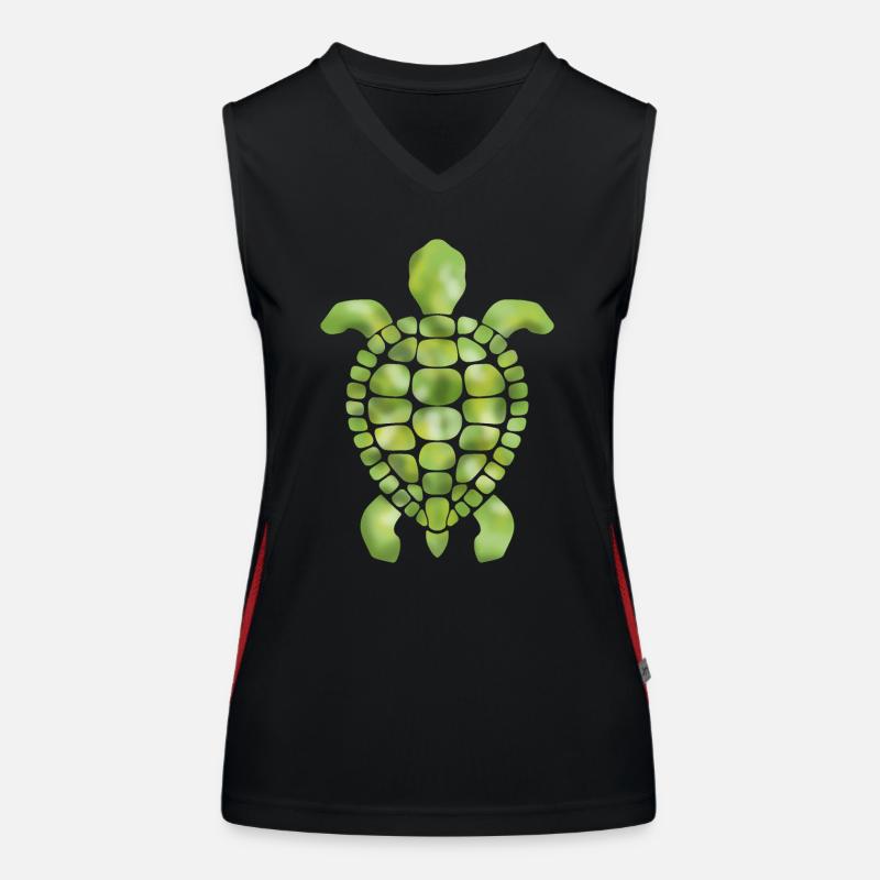 Green turtle mosaic pattern Women's Functional Contrast Tank Top