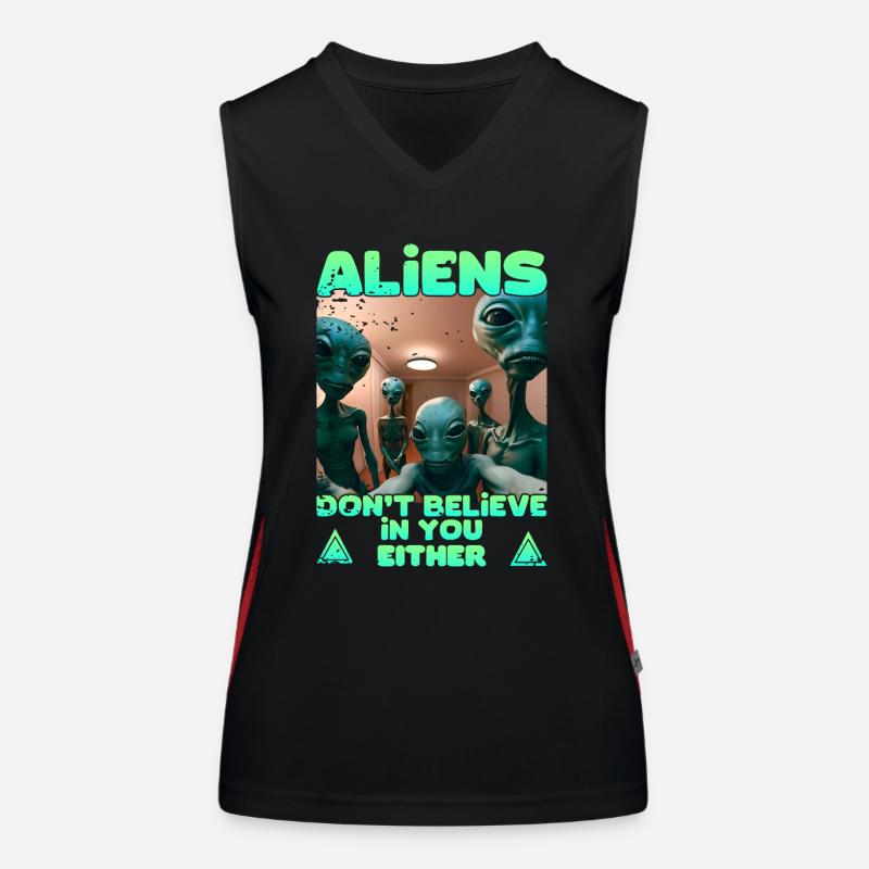 Alien Selfie - Aliens don't believe Funktionelles Kontrast-Tank Top für Frauen