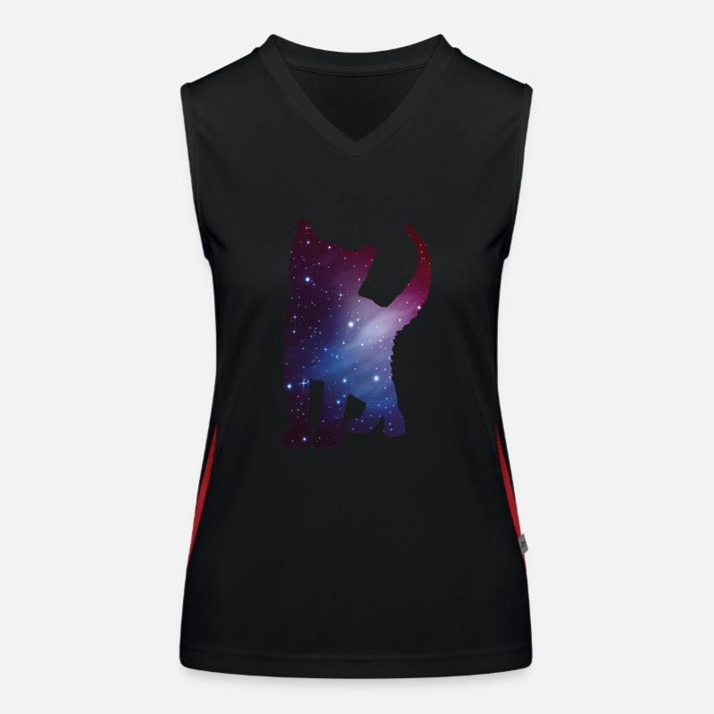 Chaton Chaton Silhouette Espace Cat Espace Cadeau Débardeur respirant contrasté Femme