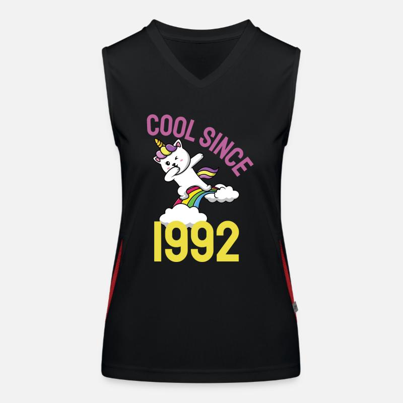 Cool since 1992 Dabbing cat 30th birthday Women's Functional Contrast Tank Top