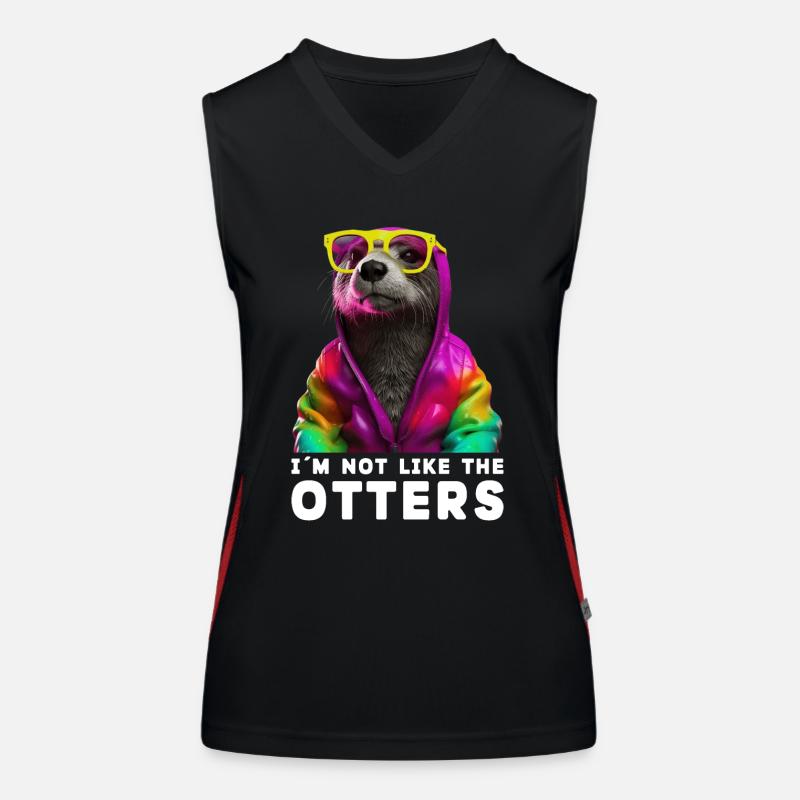 Otter Otter Cool otter with sunglasses Women's Functional Contrast Tank Top