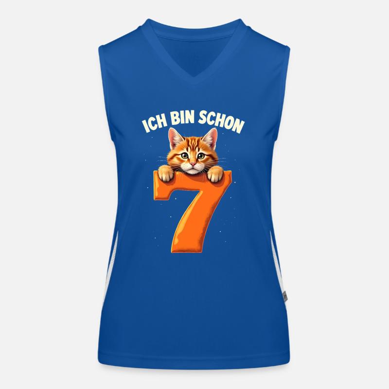 7. Geburtstag Mädchen Junge Katze Ich Bin Schon Funktionelles Kontrast-Tank Top für Frauen