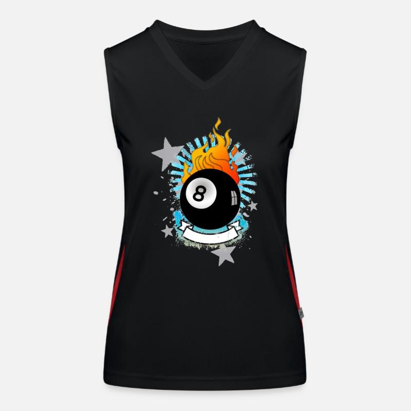 Burning 8-Ball (Billiards design) 01 Women's Functional Contrast Tank Top