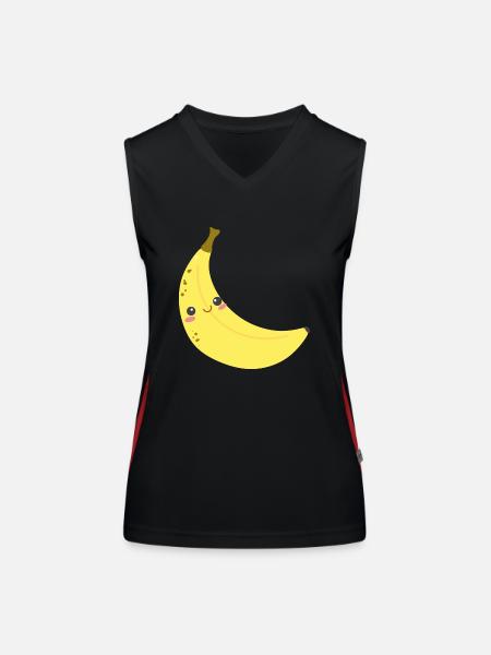 Happy Banane optimal für Kinder - Funktionelles Kontrast-Tank Top für Frauen - Schwarz/Rot - Vorne