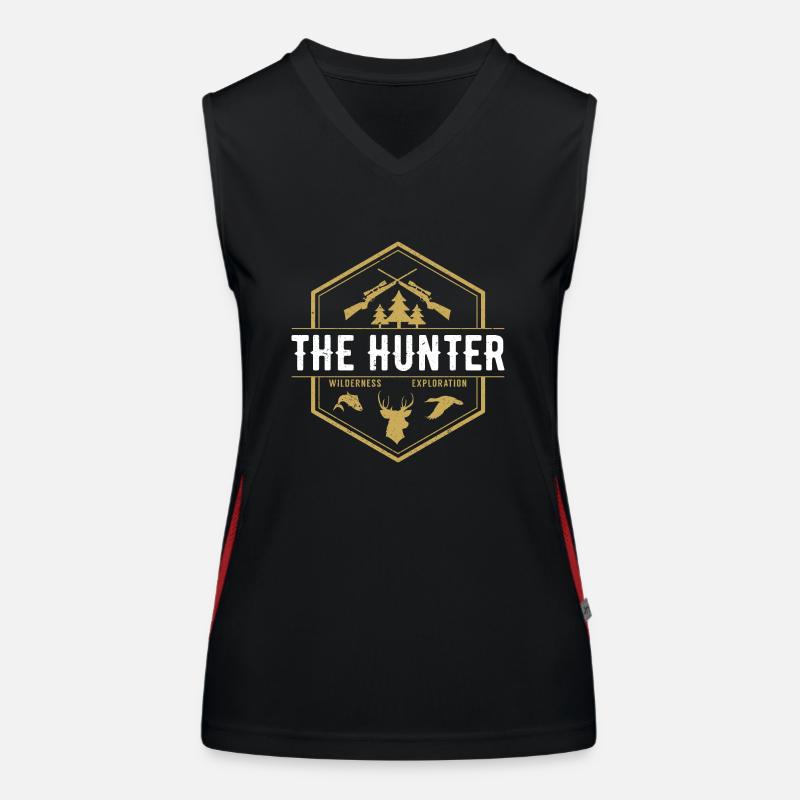 THE HUNTER hunting hunter forester deer forest gift Women's Functional Contrast Tank Top