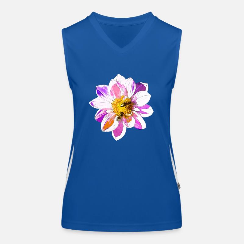 gxp bees on flower vector art Women's Functional Contrast Tank Top