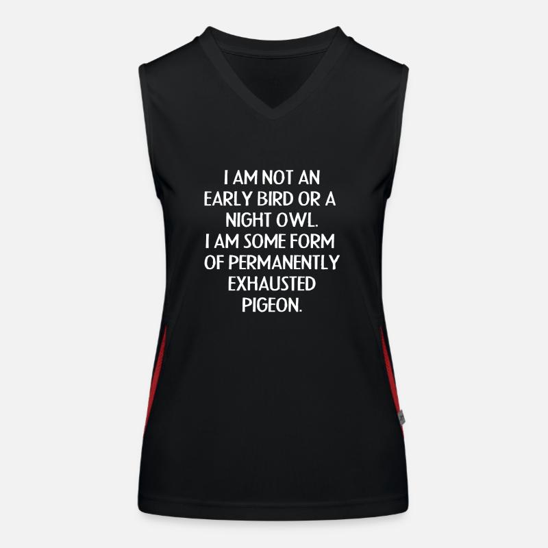 Langschläfer, Taube, Pigeon, lustiger Spruch Funktionelles Kontrast-Tank Top für Frauen