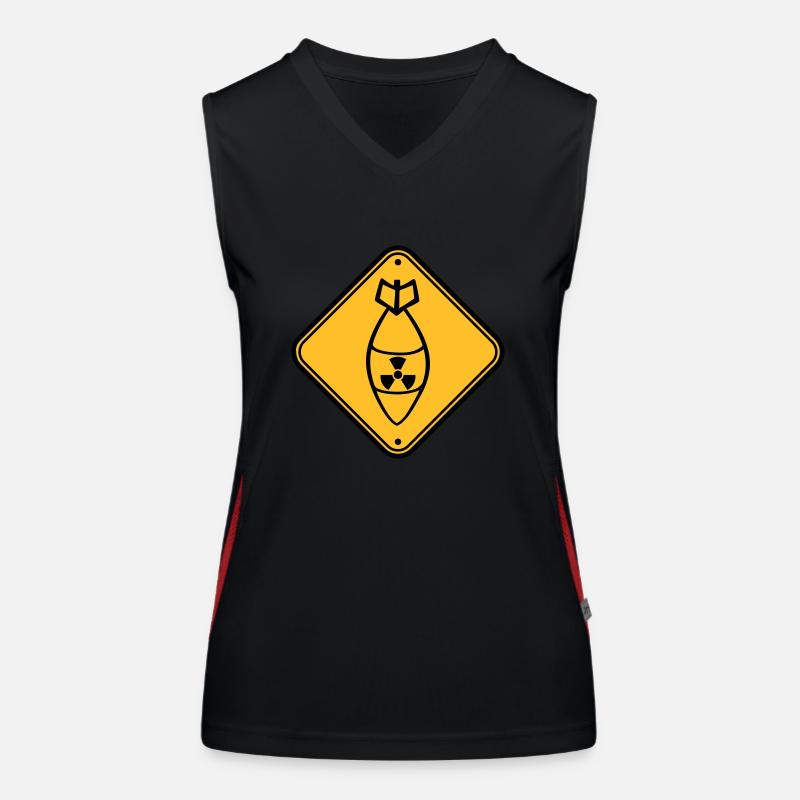 shield danger caution warning caution atomic bomb r Women's Functional Contrast Tank Top