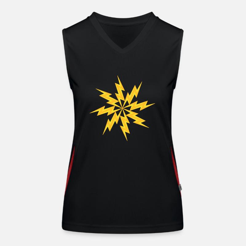 stern stromschlag gefahr schild blitz symbol kabel Funktionelles Kontrast-Tank Top für Frauen