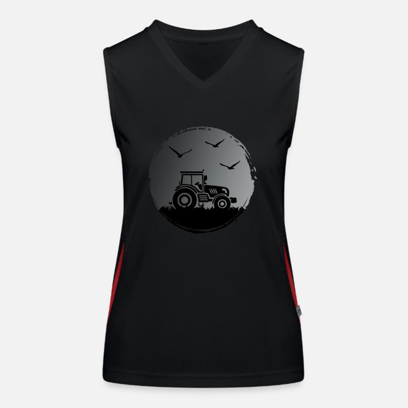 Tractor Tractor driver "Harvest in the moonlight" Women's Functional Contrast Tank Top
