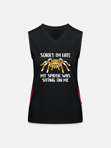 My Spiders Sat On Me Funny Spider Saying - Women's Functional Contrast Tank Top - black/red - Front