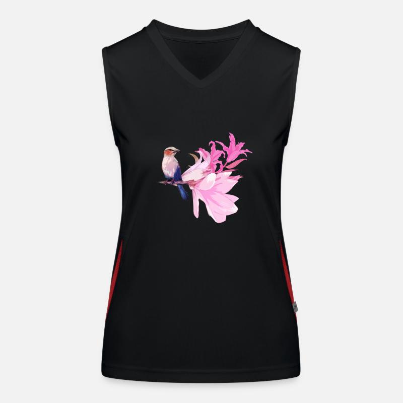 Oiseau avec des fleurs Débardeur respirant contrasté Femme