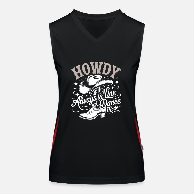 Howdy Always Line Dance Mode mit Stetson und Boots Funktionelles Kontrast-Tank Top für Frauen