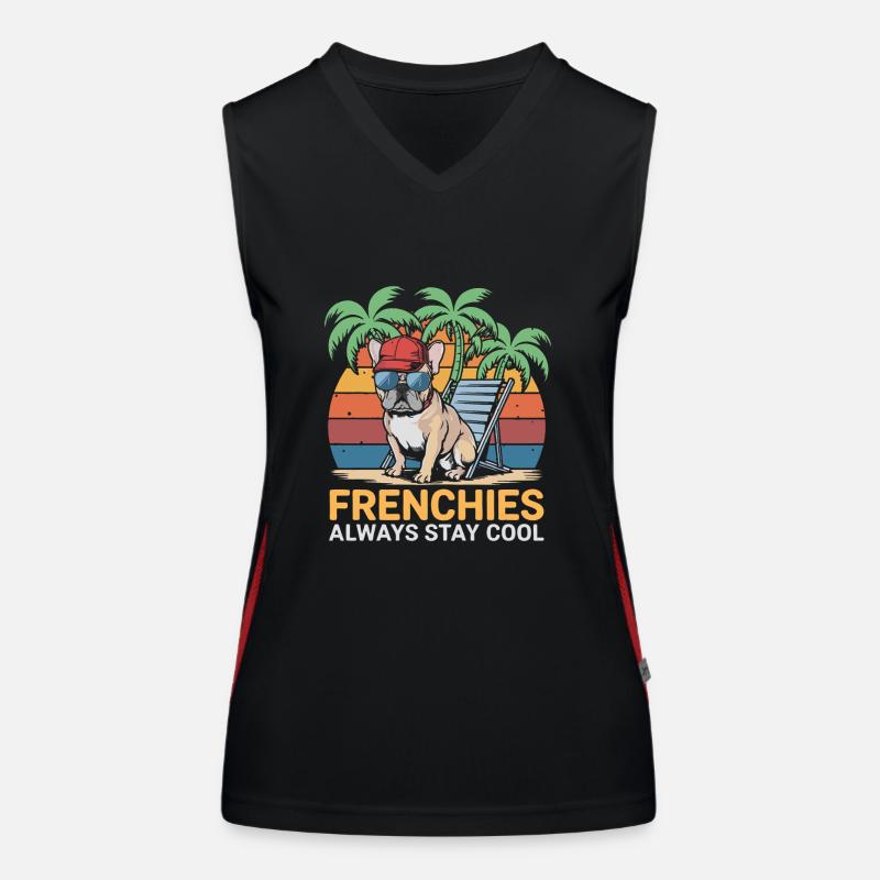 Bouledogue français Frenchie cool sur la plage Débardeur respirant contrasté Femme