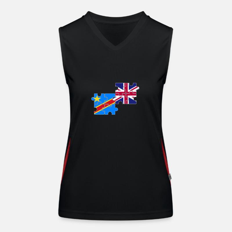 DR Congo UK Flag British Congolese Women's Functional Contrast Tank Top