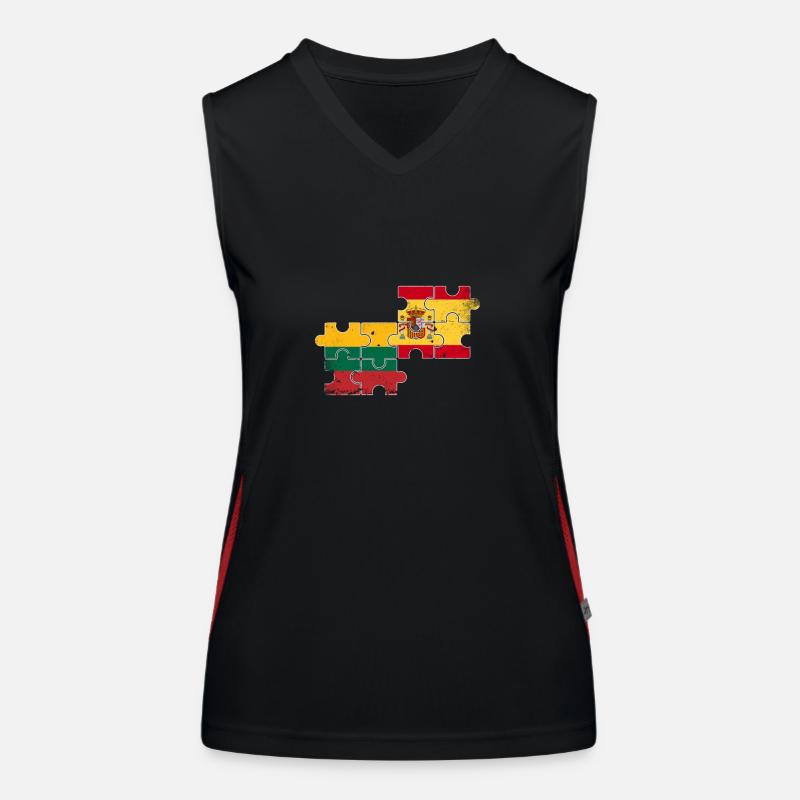 Litauen Spanien Vintage Flagge Spanisch Litauer Funktionelles Kontrast-Tank Top für Frauen