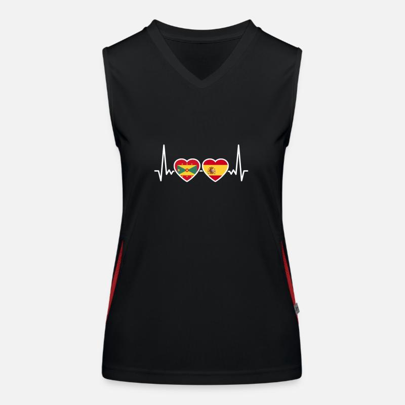 Grenada Spanien Herzschlag Flagge Grenader Funktionelles Kontrast-Tank Top für Frauen