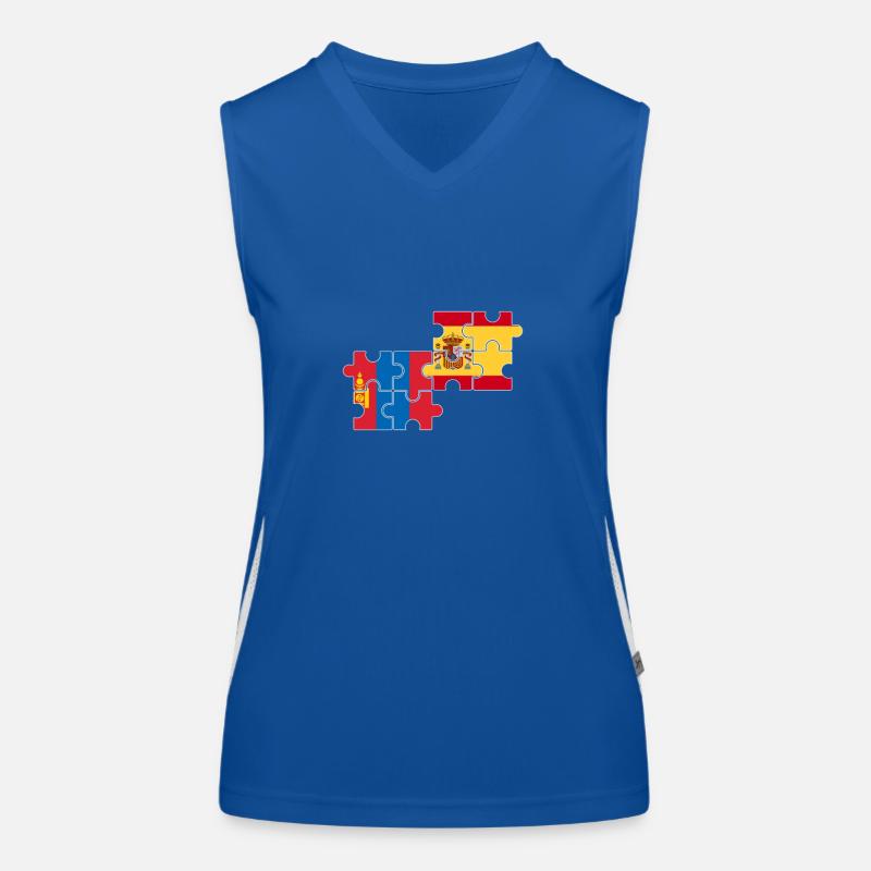 Mongolei Spanien Flagge Spanisch Mongolisch Funktionelles Kontrast-Tank Top für Frauen