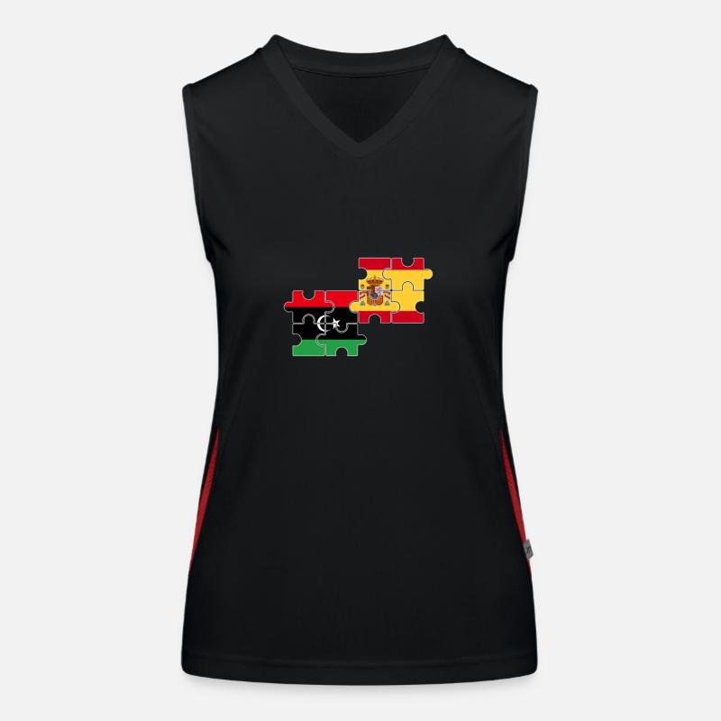 Libya Spain Flag Spanish Libyan Women's Functional Contrast Tank Top