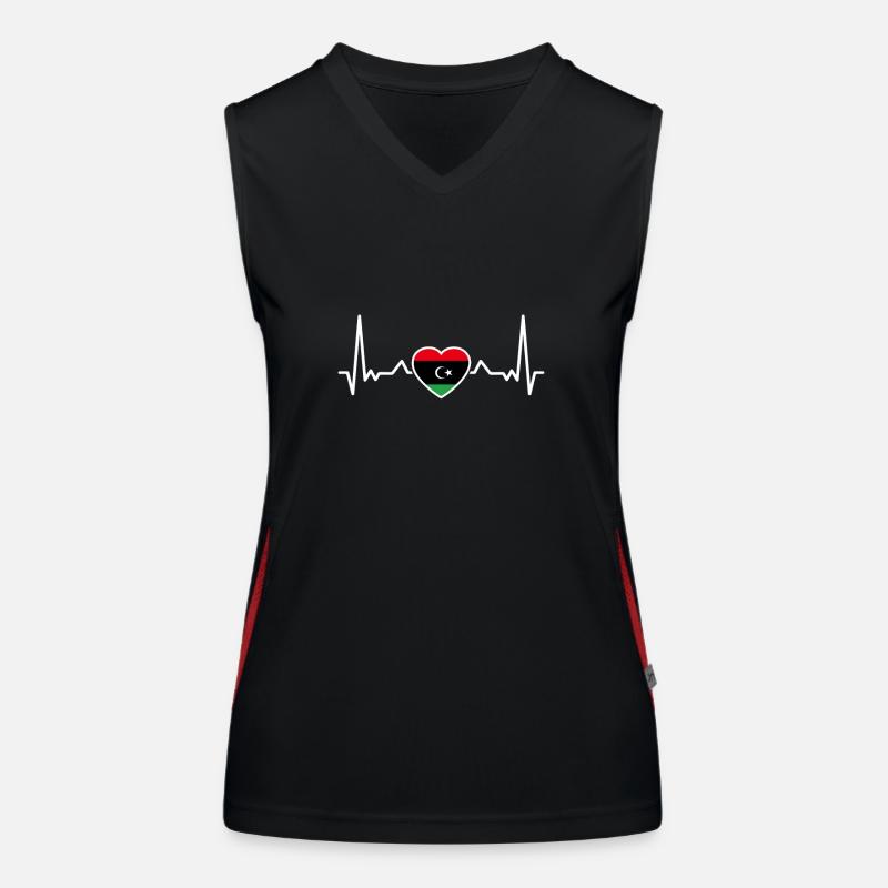 Libya Heartbeat Libyan Flag Libyan Women's Functional Contrast Tank Top