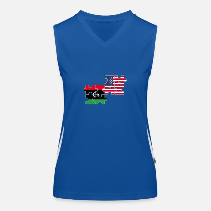 Libya, U.S., flag, American, Libyan Women's Functional Contrast Tank Top