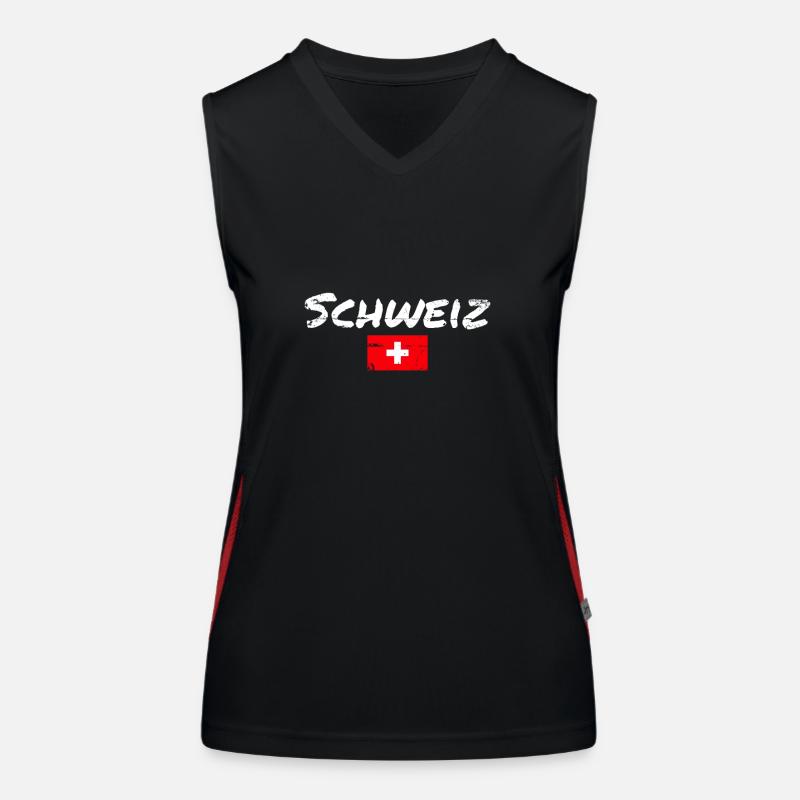 Schweiz Vintage Schweizerische Flagge Schweizer Funktionelles Kontrast-Tank Top für Frauen