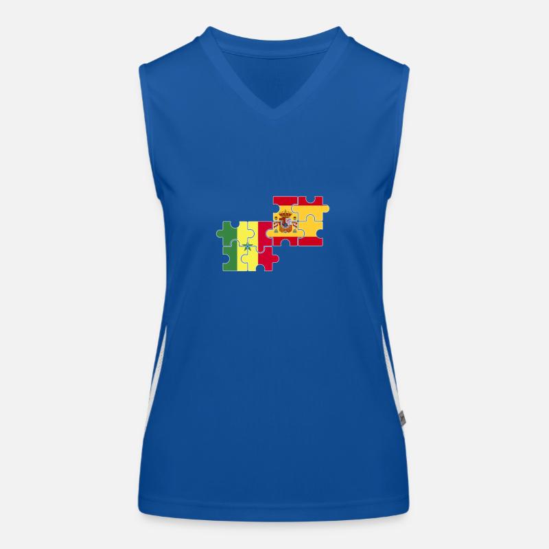 Senegal Spanien Flagge Spanier Senegalese Funktionelles Kontrast-Tank Top für Frauen