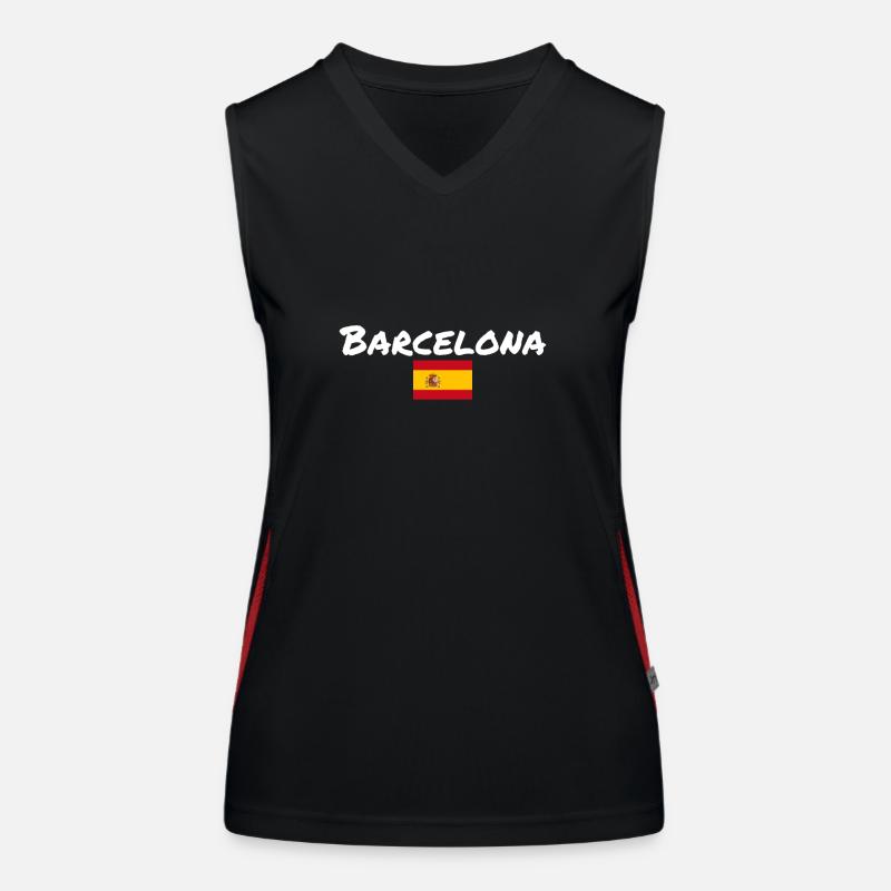 Barcelone, Espagne, Drapeau espagnol, Espagnols Débardeur respirant contrasté Femme