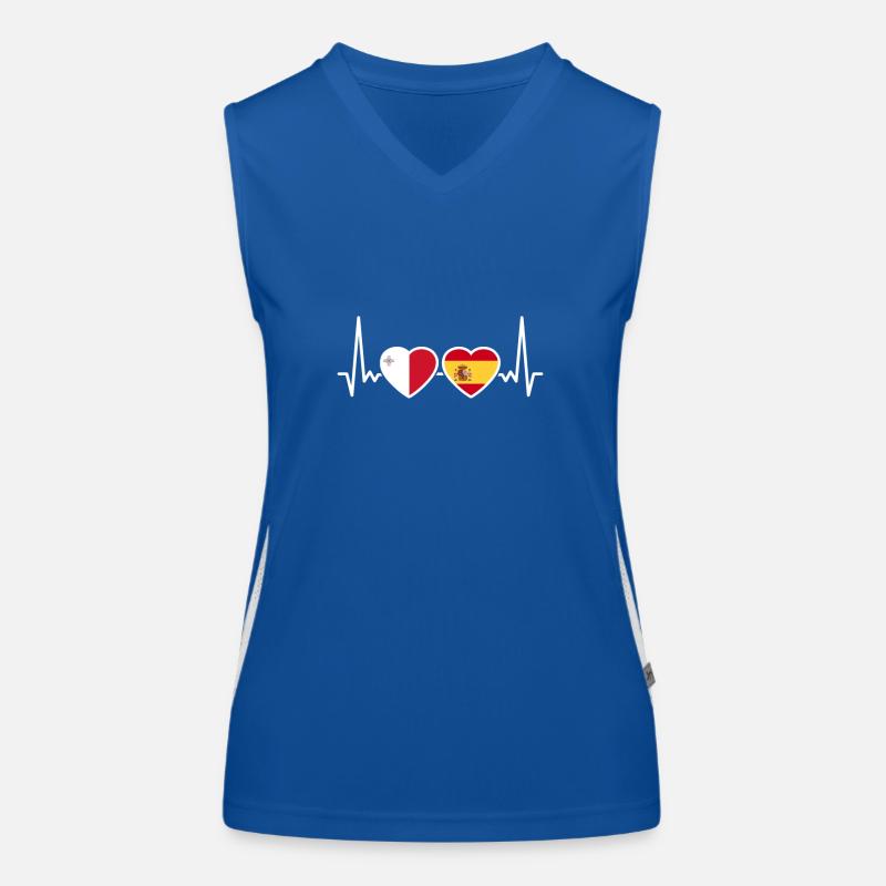 Malta Spanien Herzschlag Flagge Maltesisch Funktionelles Kontrast-Tank Top für Frauen