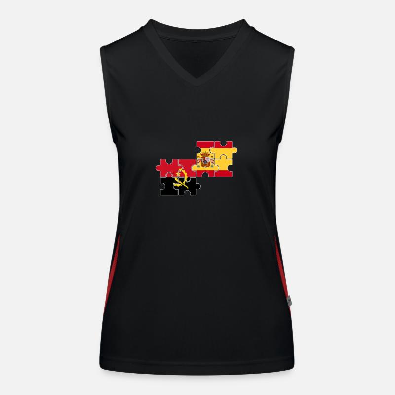 Angola Spanien Flagge Spanisch Angolaner Funktionelles Kontrast-Tank Top für Frauen