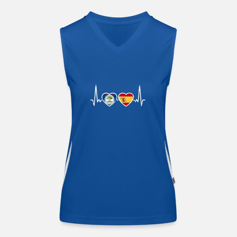 Belize Spanien Vintage Herzschlag Flagge Belizer Funktionelles Kontrast-Tank Top für Frauen