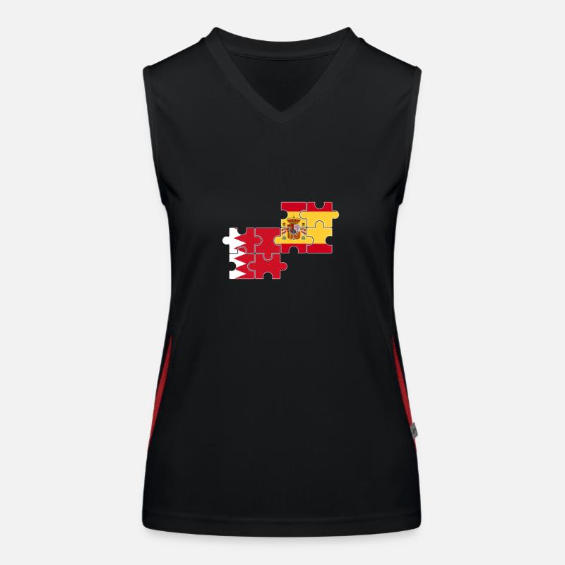 Bahrain Spanien Flagge Bahraini Funktionelles Kontrast-Tank Top für Frauen