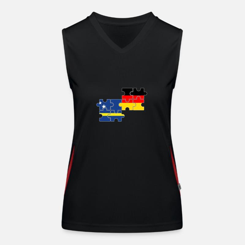Curaçao Deutschland Flagge Funktionelles Kontrast-Tank Top für Frauen