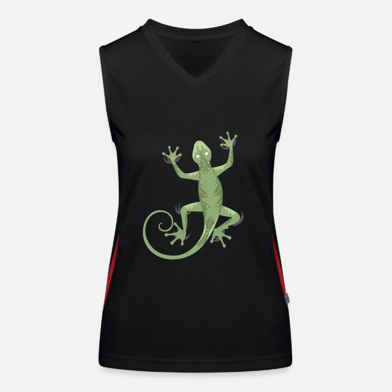 3D gecko - Women's Functional Contrast Tank Top - black/red