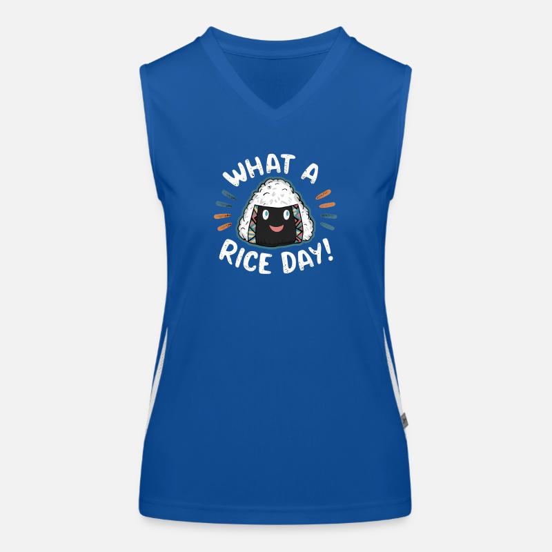 Lächelnder Onigiri Funktionelles Kontrast-Tank Top für Frauen