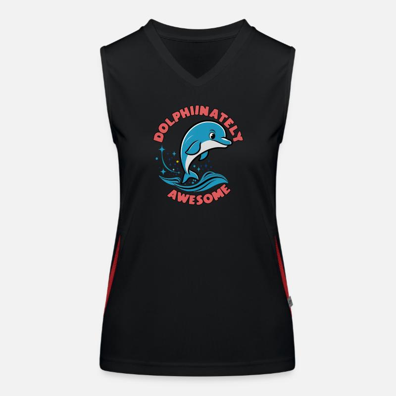 Cute Dolphin Women's Functional Contrast Tank Top