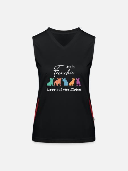 Frenchie Französische Bulldogge Treue auf Pfoten - Funktionelles Kontrast-Tank Top für Frauen - Schwarz/Rot - Vorne