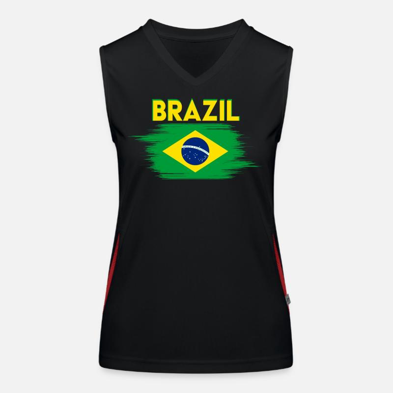 Brazil Flag , Brazil Jersey, Basil Women's Functional Contrast Tank Top