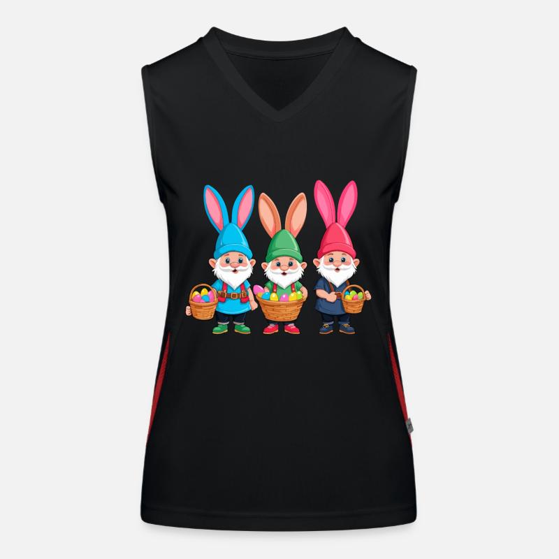 Easter Nordic Gnome Easter Bunny Funny Women's Functional Contrast Tank Top