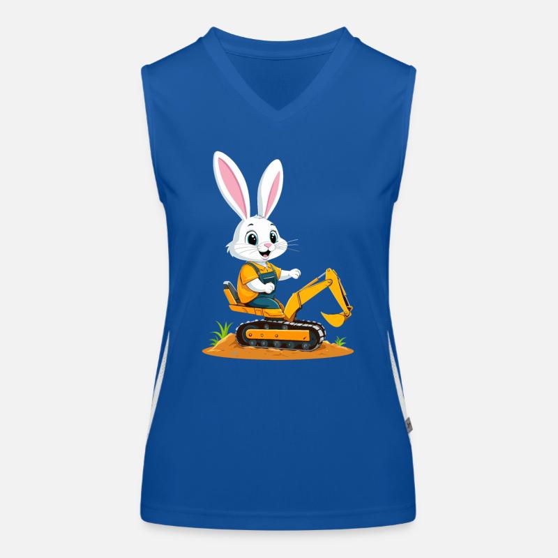 Easter Bunny Excavator Driver Funny Easter Eggs Digging Women's Functional Contrast Tank Top